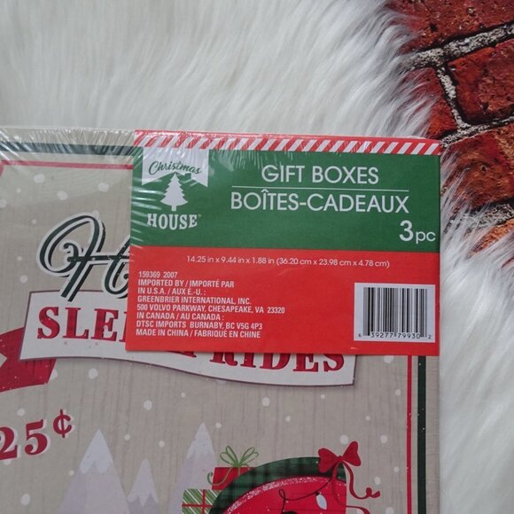 💰3/$25 2-Pack (6 Boxes) Christmas House Gift Boxes Santa Bear Farmhouse - Picture 4 of 5